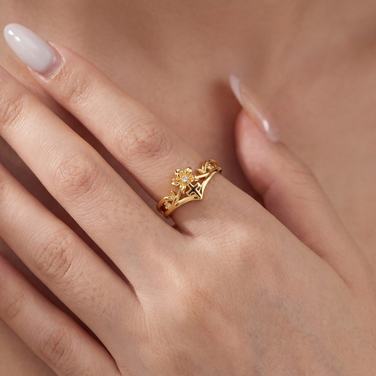 Blessed Bloom Lily Cross Ring