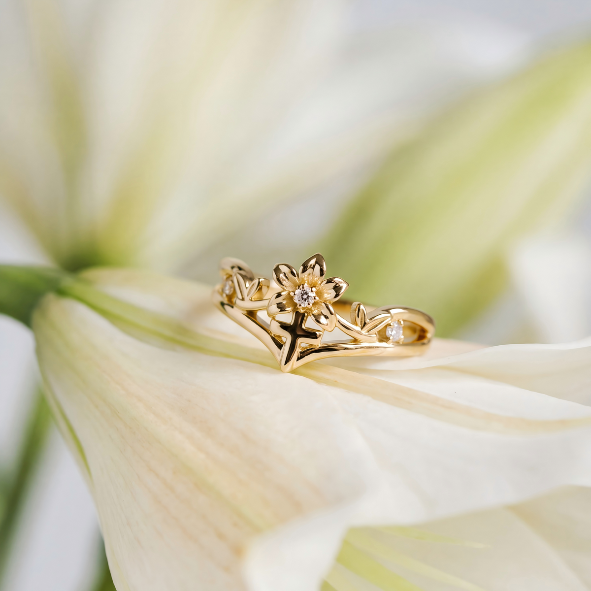 Blessed Bloom Lily Cross Ring