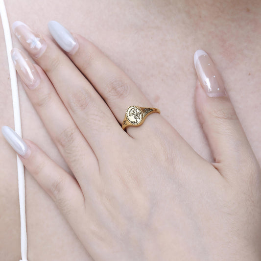 Snowdrop Birth Flower Signet Ring