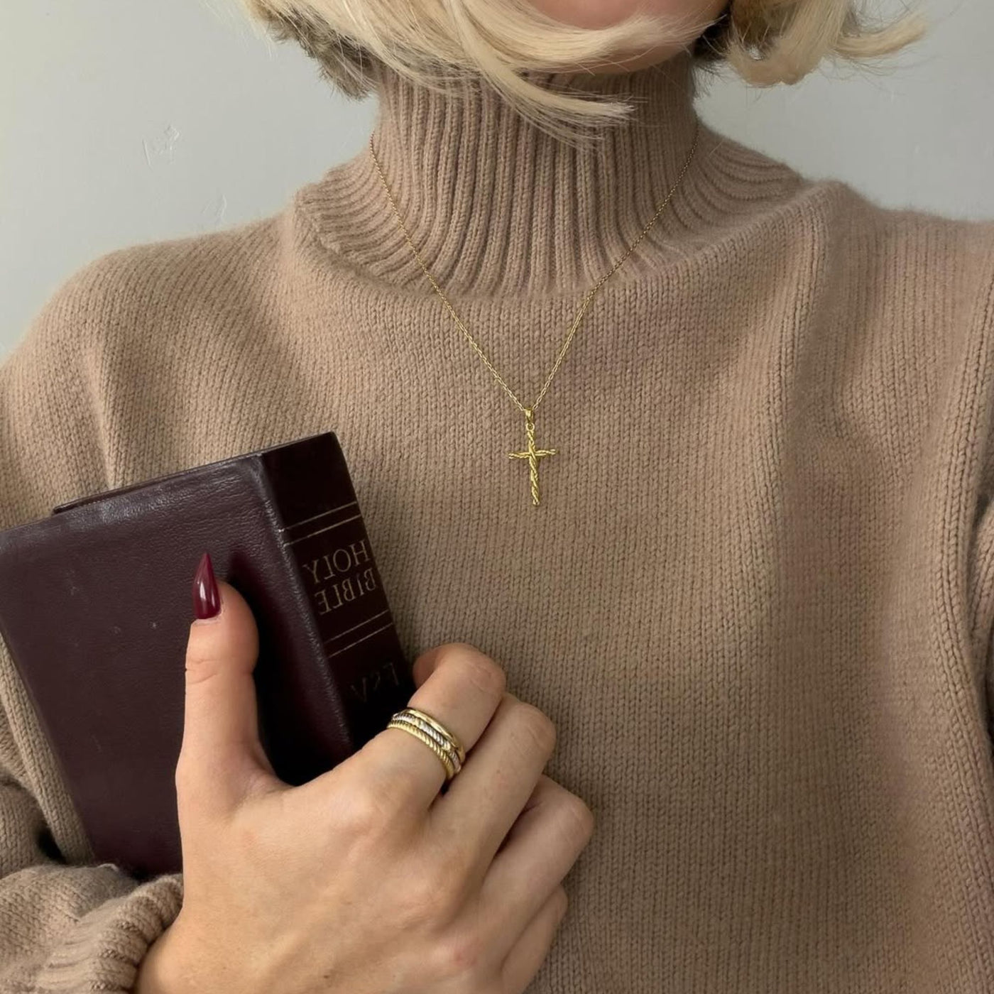 Classic cross jewelry worn in real life
