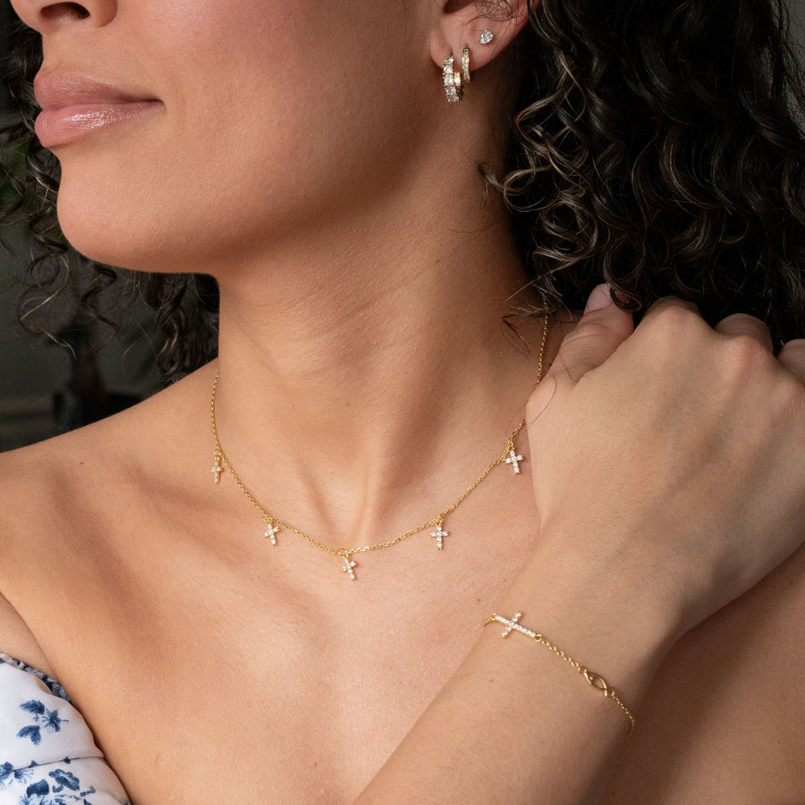 Classic cross jewelry worn in real life