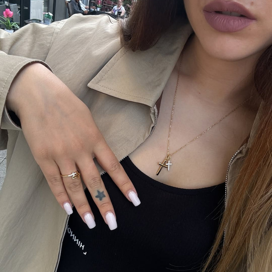 Classic cross jewelry worn in real life