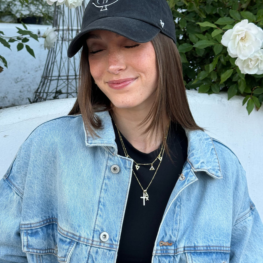 Classic cross jewelry worn in real life