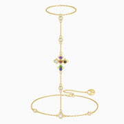 Seven Lights Fleur-de-Lis Cross Hand Chain