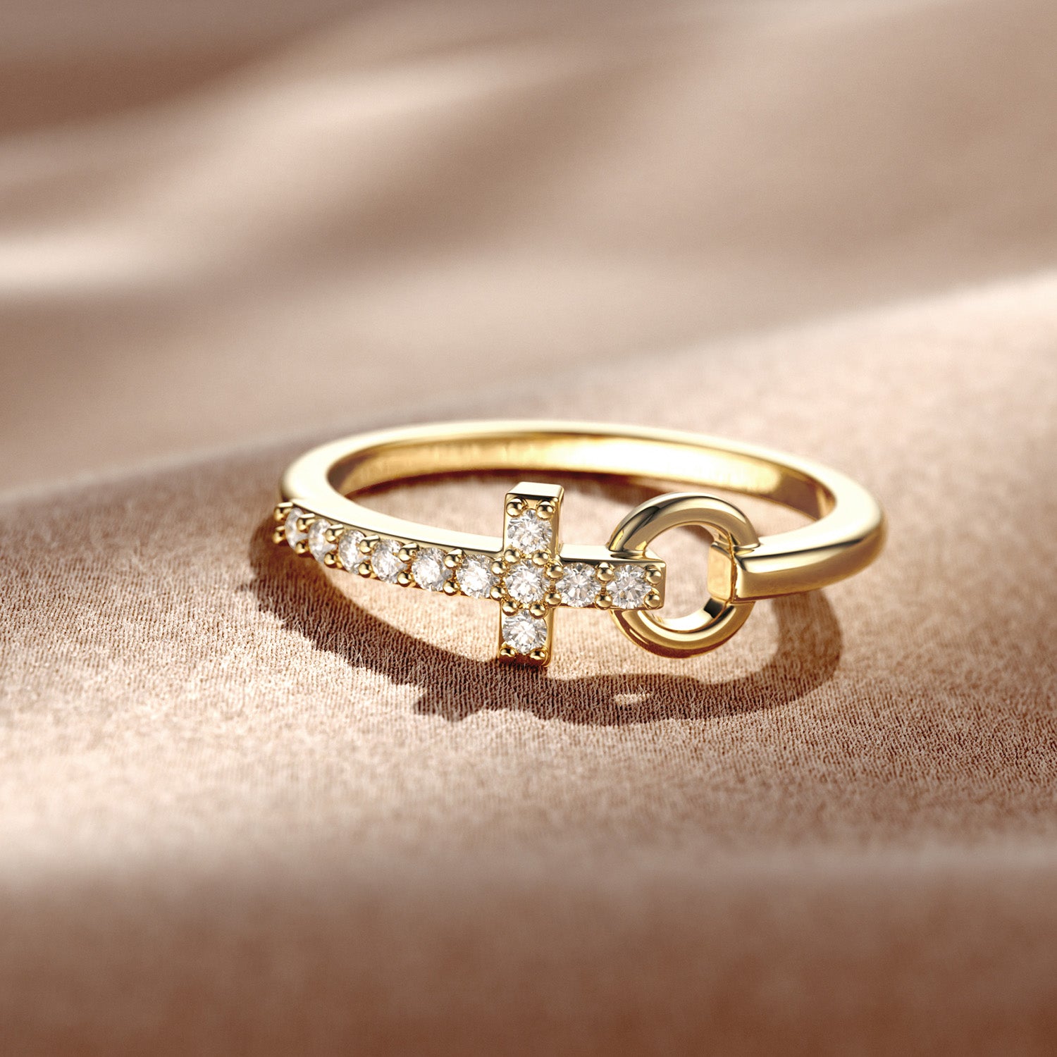 Pray Cross And Circle Ring - vanimy