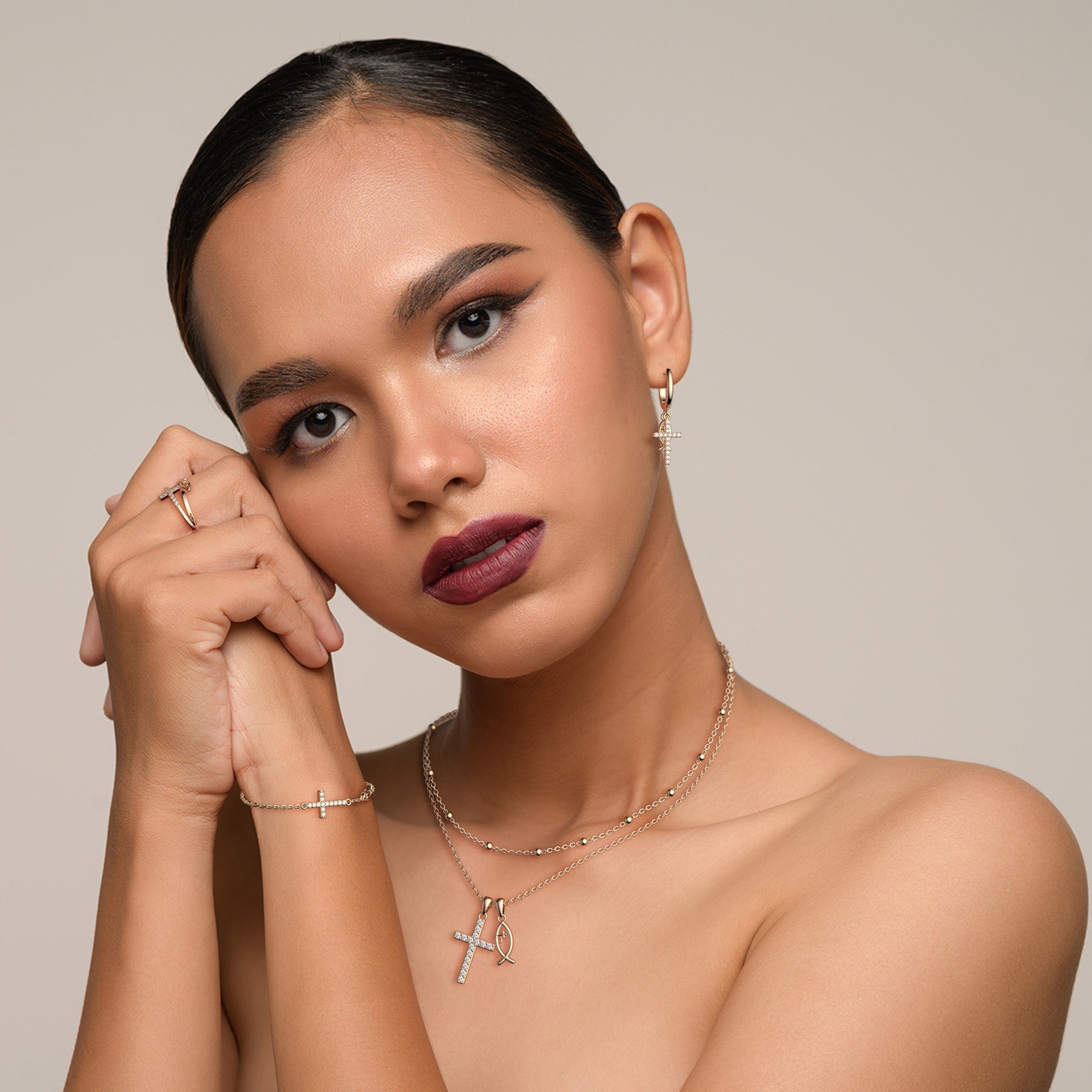 Sterling Silver Ichthys Cross Earrings - vanimy